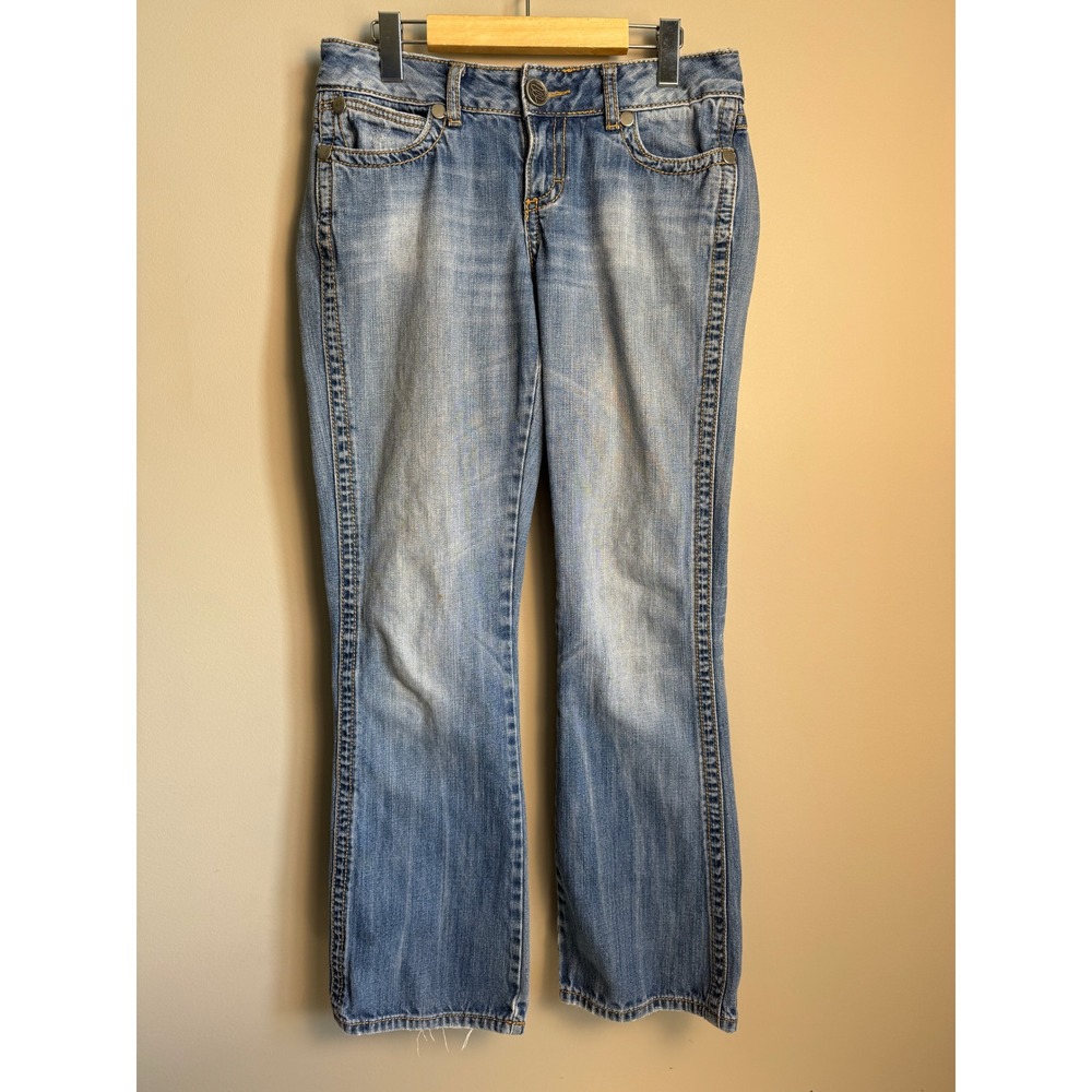 Wrangler Premium Patch Low Rise Bootcut Jeans Western Boho Cowgirl 5/6x32